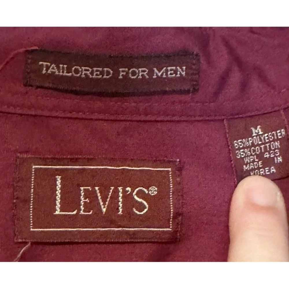 Levi's Men's Shirt Vintage Tailored Button Up Pockets Western Burgundy Medium‎